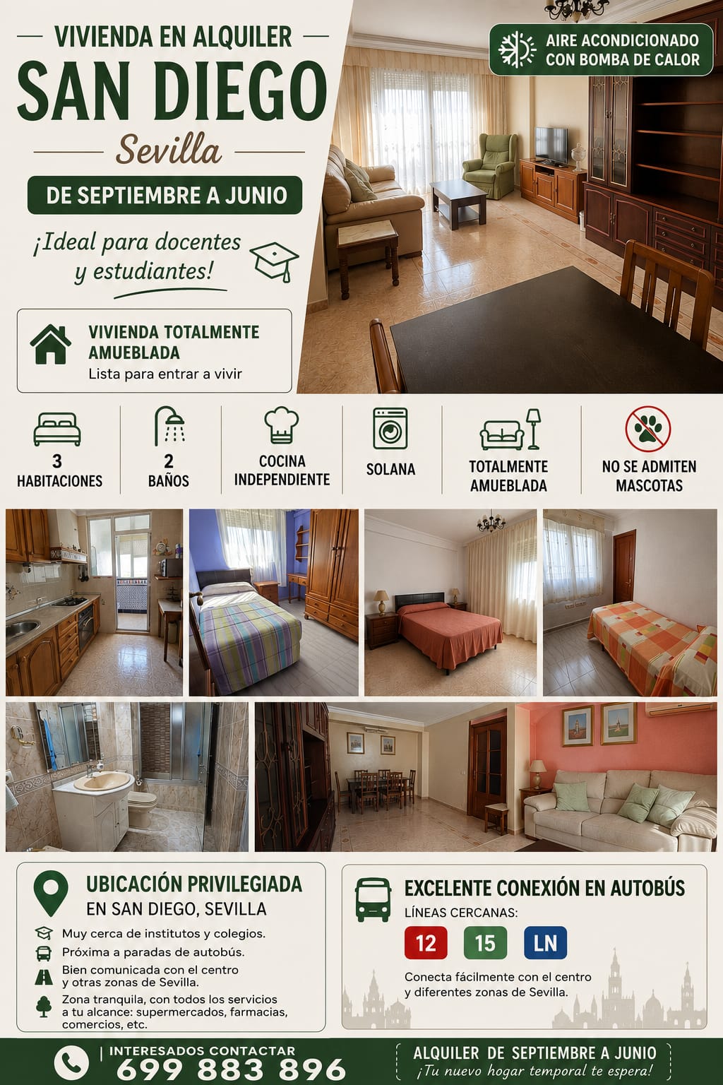 Habitación para estudiantes en Sevilla - Alquiler piso San Diego